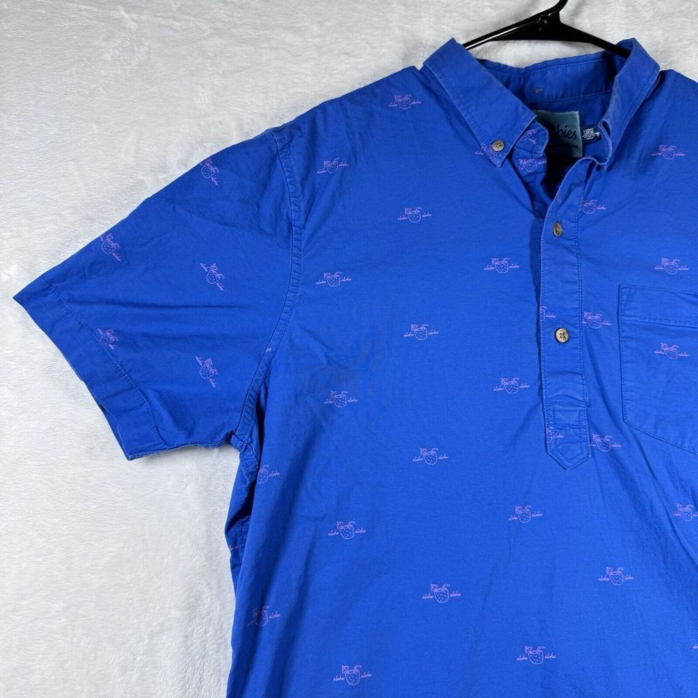 Chubbies Tropical Short Sleeve Golf Polo Men's Large Wood Button Hawaiian - Picture 5 of 13